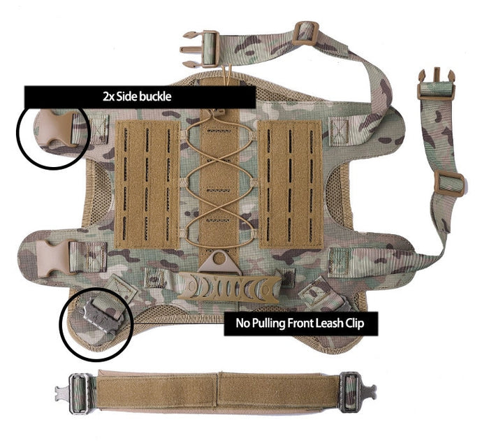No Pull Tactical Dog Harness with Molle and Durable Handle