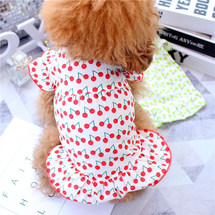 pet cherry dress in red color