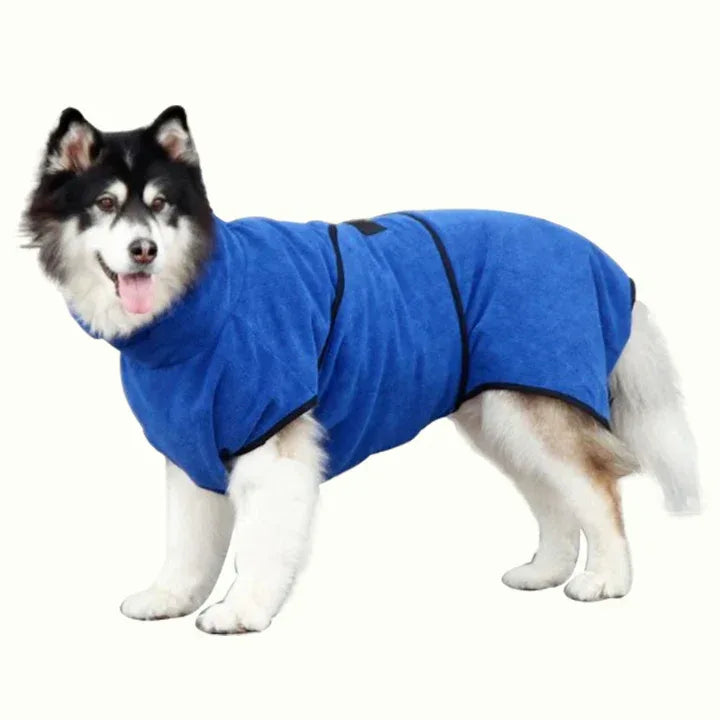Microfiber Dog Drying Coat - Super Absorbent Pet Bathrobe For Small & Medium Dogs After Bath