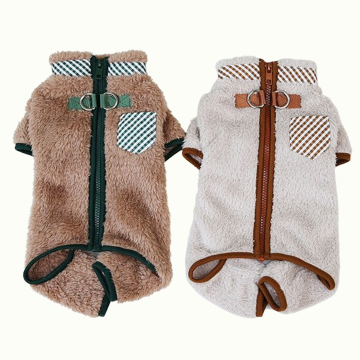 Zipper Fleece Pet Onesie with D Ring for Leash | CityBear