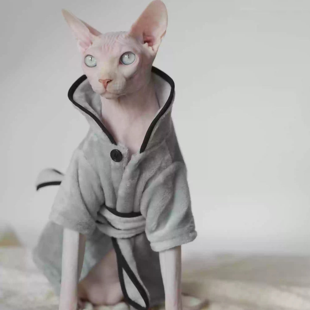 Sphynx Fleece Pajamas with Tie Sleepwear