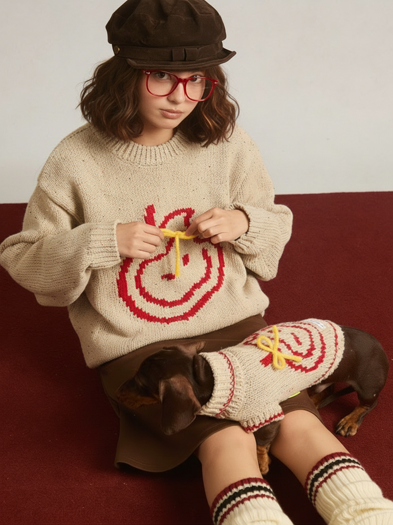 Apple Bite Pet Human Matching Knitted Sweater