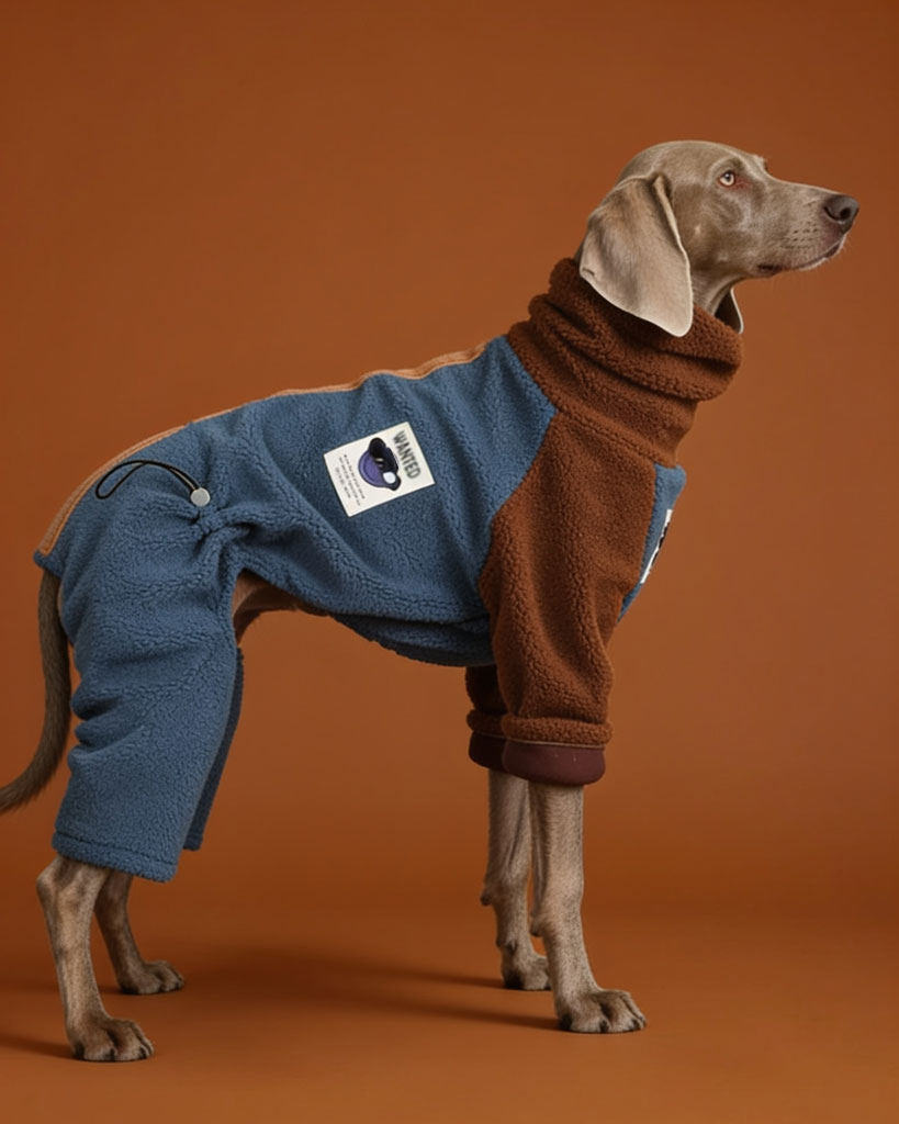 Big Dog Fleece Onesie with High Neck for Winter