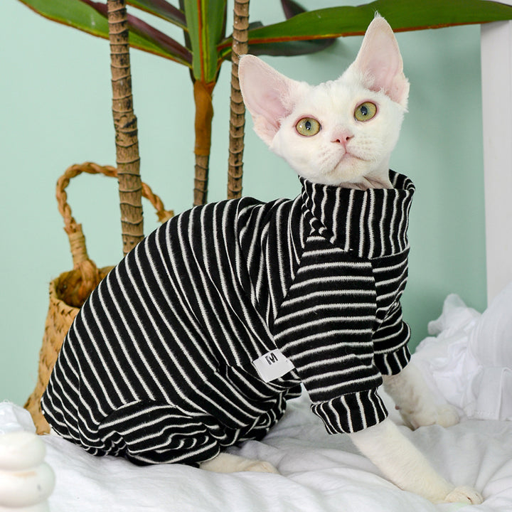 Velvet Striped Sphynx Cat Onesies Pajamas