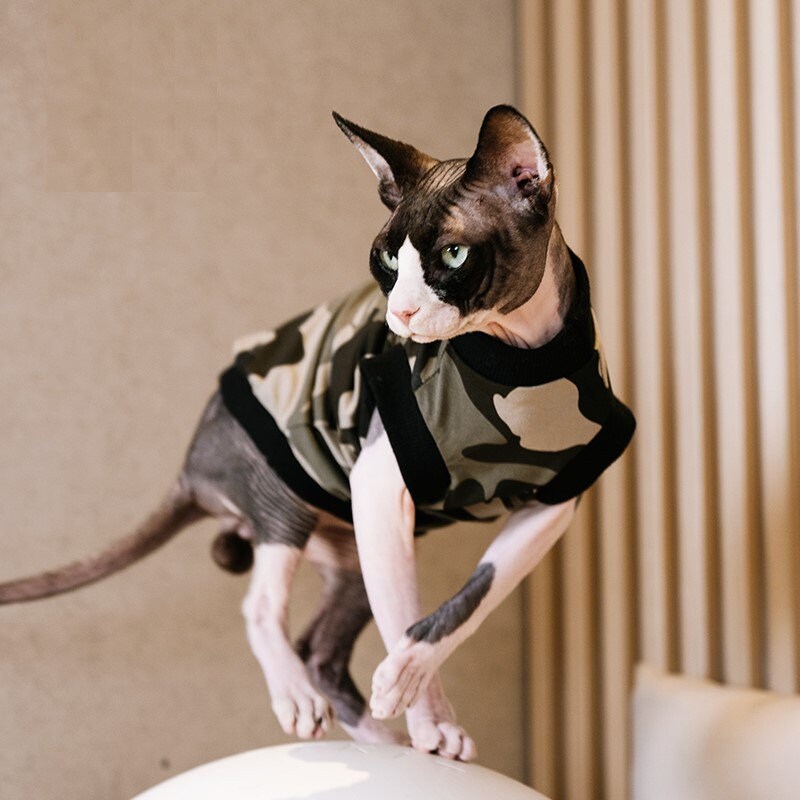 Camouflage Sphynx Cat Tank Tops