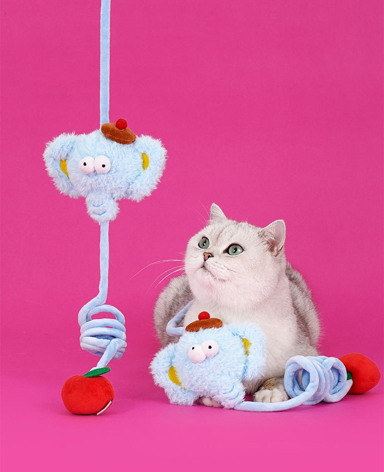 Soft plush elephant cat toy with felt details and catnip center