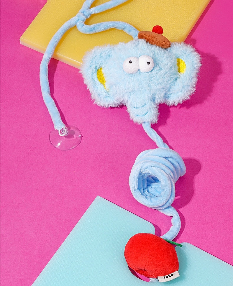 Suction cup cat toy for hanging on smooth doors or walls