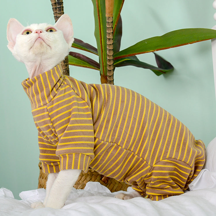 Velvet Striped Sphynx Cat Onesies Pajamas