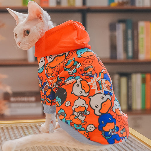 Duck Cartoon Sphynx Cat Hoodies