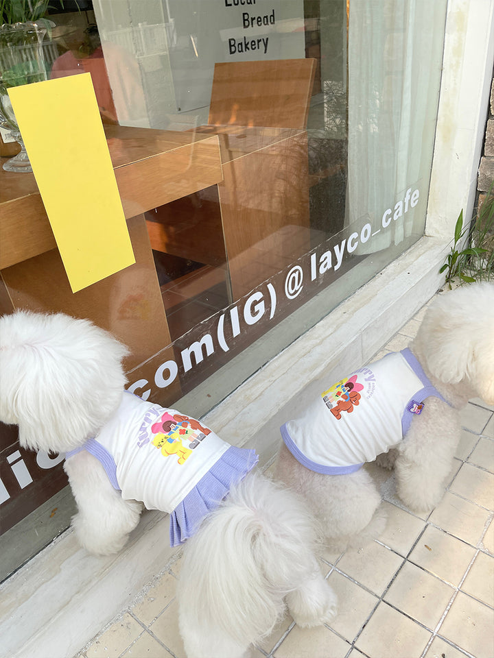 Furry Embraces World White Cat & Dog Human Matching Tee Shirts