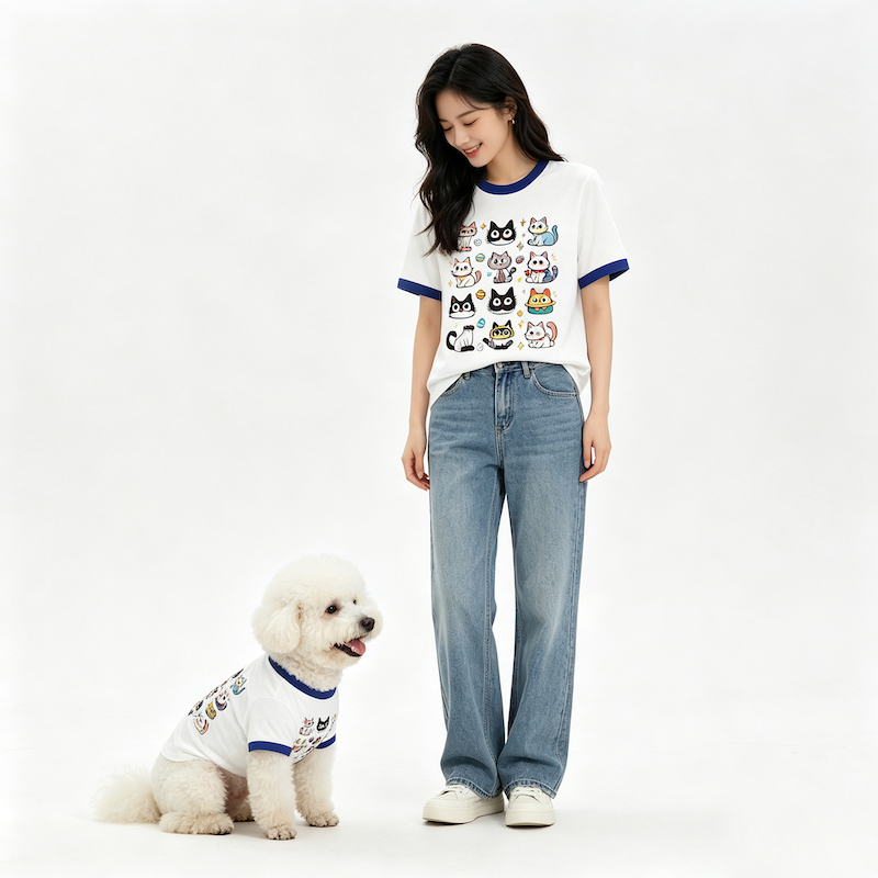 Cat Crew Matching Pet and Owner Tee Shirt