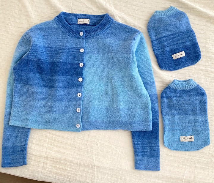 Ocean Blue Cat Human Matching Cardigan