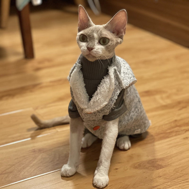 Lambswool Lining Sleeveless Sphynx Cat Jacket