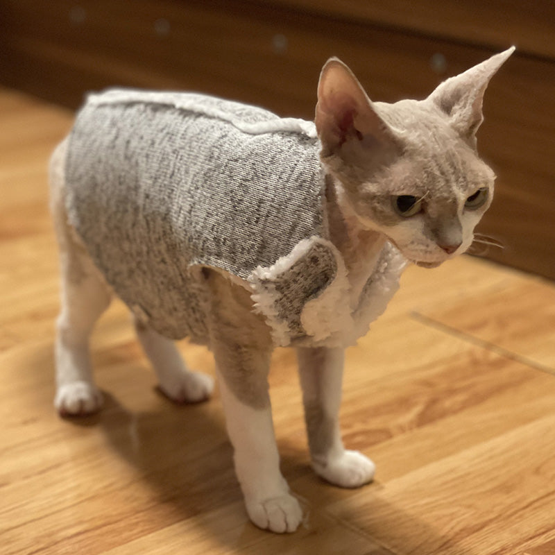 Lambswool Lining Sleeveless Sphynx Cat Jacket