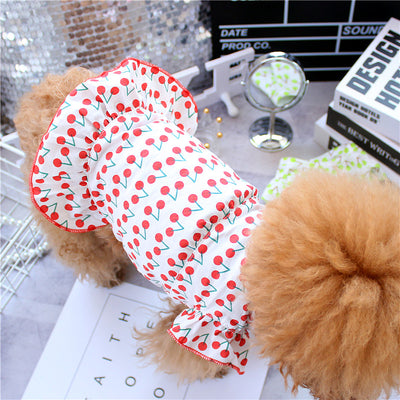 pet cherry dress dog clothes in red color