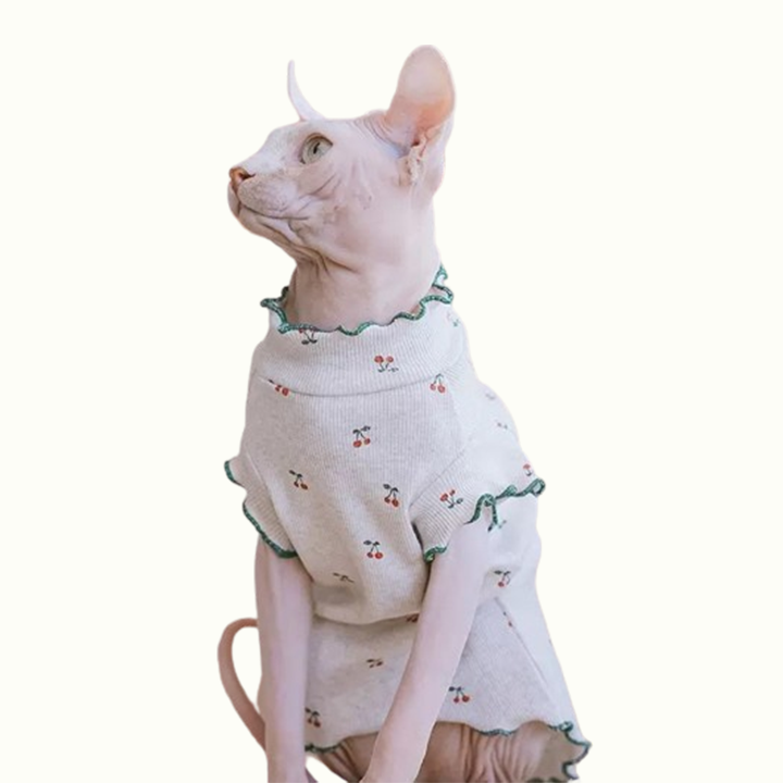 Cherry Ruffle Sphynx Cat Top