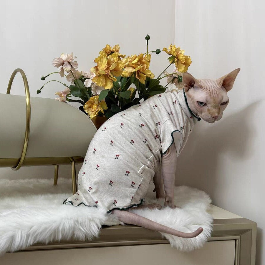 Cherry Ruffle Sphynx Cat Top