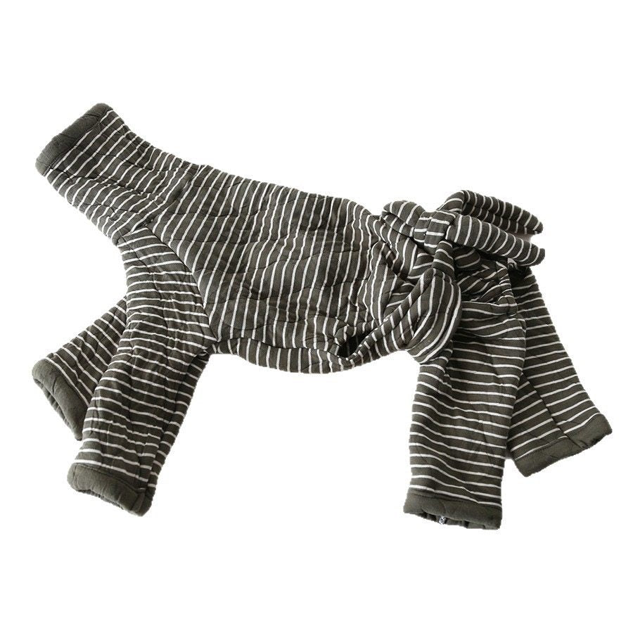 Chic Striped Four-Legged Dog Jumpsuit With Bow