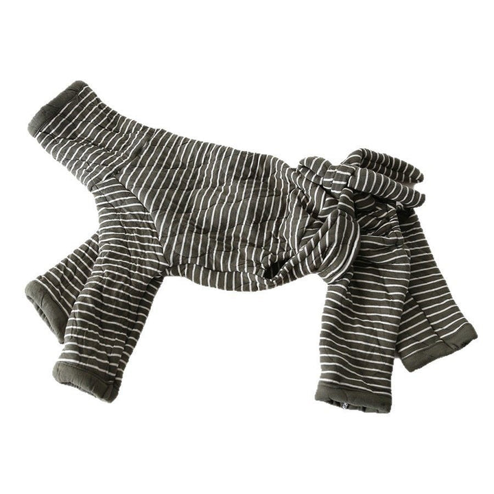Chic Striped Four-Legged Dog Jumpsuit With Bow