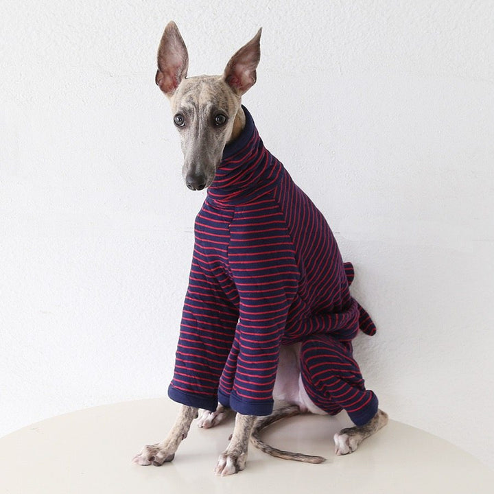 Chic Striped Four-Legged Dog Jumpsuit With Bow