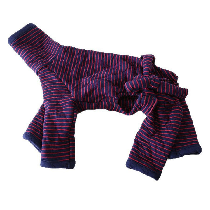 Chic Striped Four-Legged Dog Jumpsuit With Bow