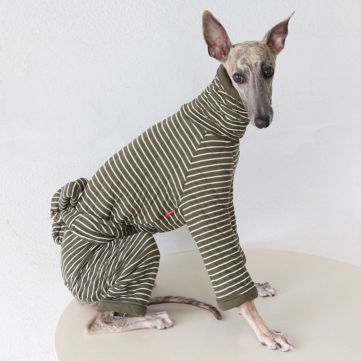 Chic Striped Four-Legged Dog Jumpsuit With Bow