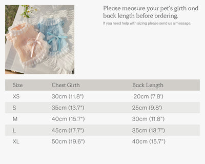 chiffon princess dress pet cute dress size chart