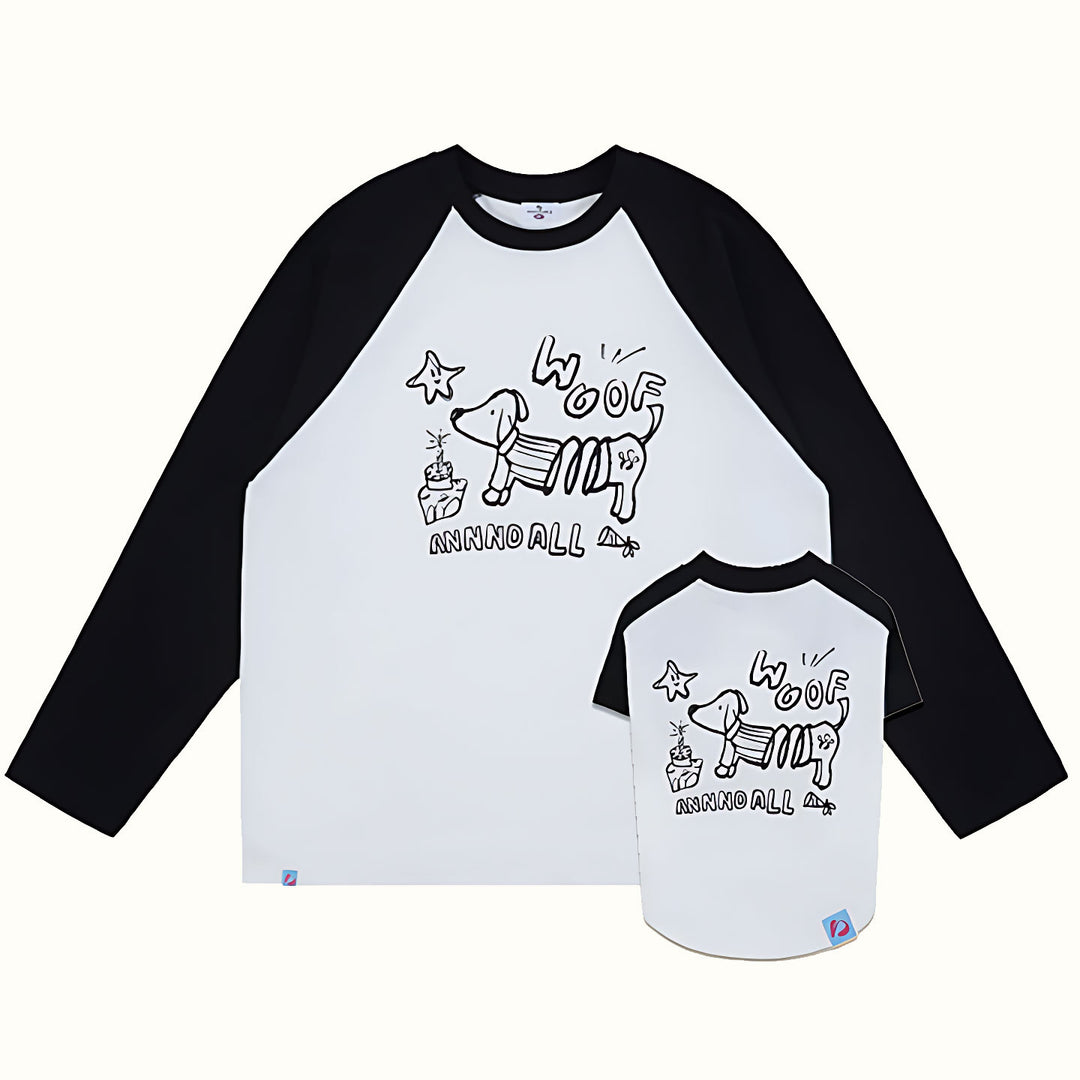 Best dog and owner matching clothes black and white baseball tee coordinated outfit for dog parents