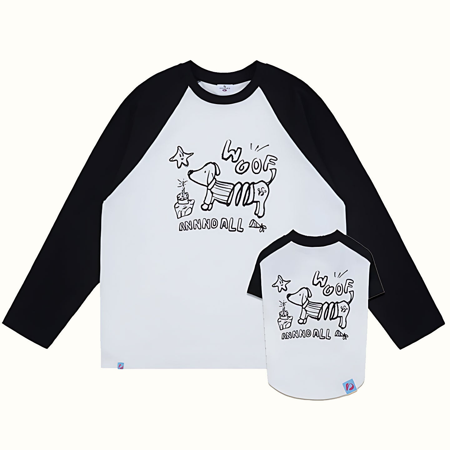 Best dog and owner matching clothes black and white baseball tee coordinated outfit for dog parents