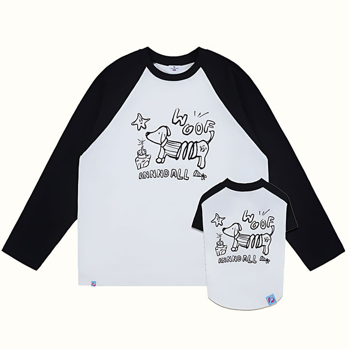 Best dog and owner matching clothes black and white baseball tee coordinated outfit for dog parents