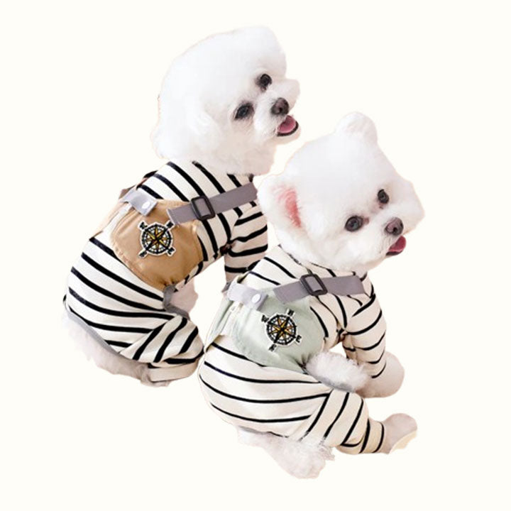 Striped Workshop Clothes Pet Onesies Pajamas
