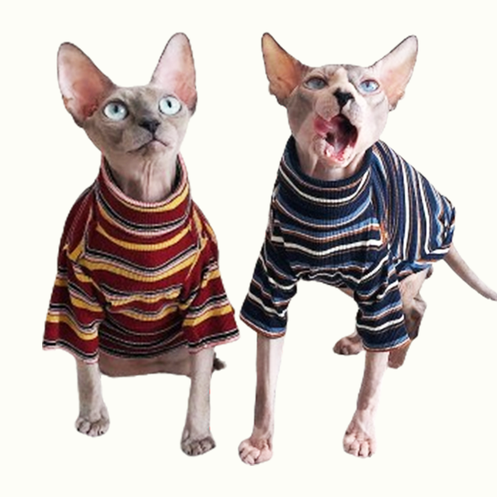 Classic Stripes Turtleneck Sphynx Cat Sweaters