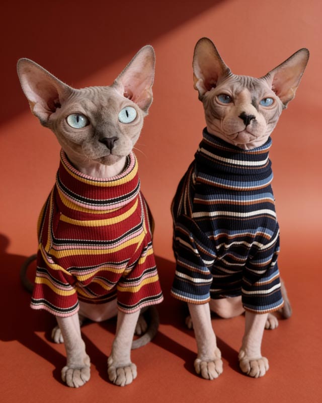 Classic Stripes Turtleneck Sphynx Cat Sweaters CityBear