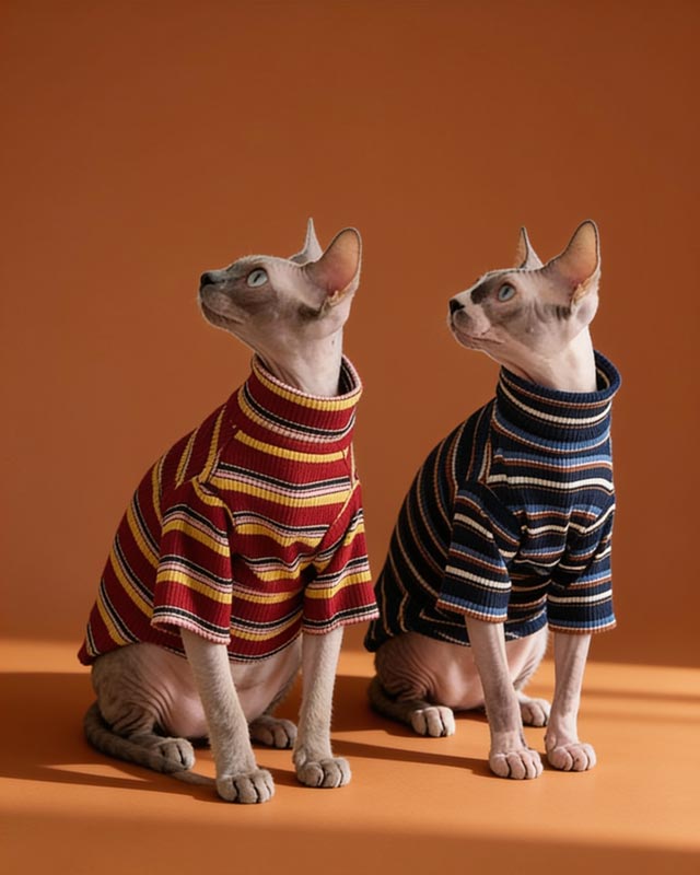 Classic Stripes Turtleneck Sphynx Cat Sweaters CityBear