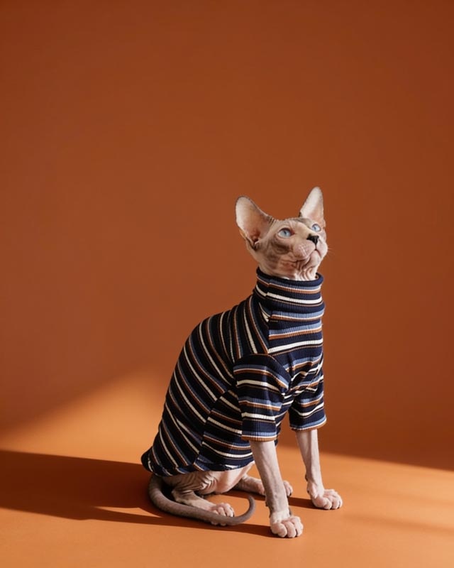 Classic Stripes Turtleneck Sphynx Cat Sweaters CityBear