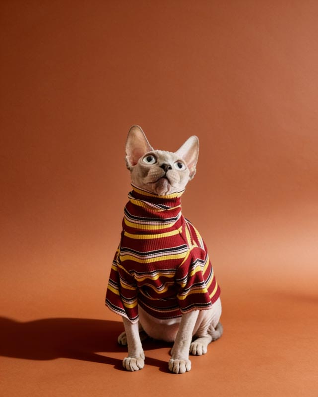 Classic Stripes Turtleneck Sphynx Cat Sweaters CityBear