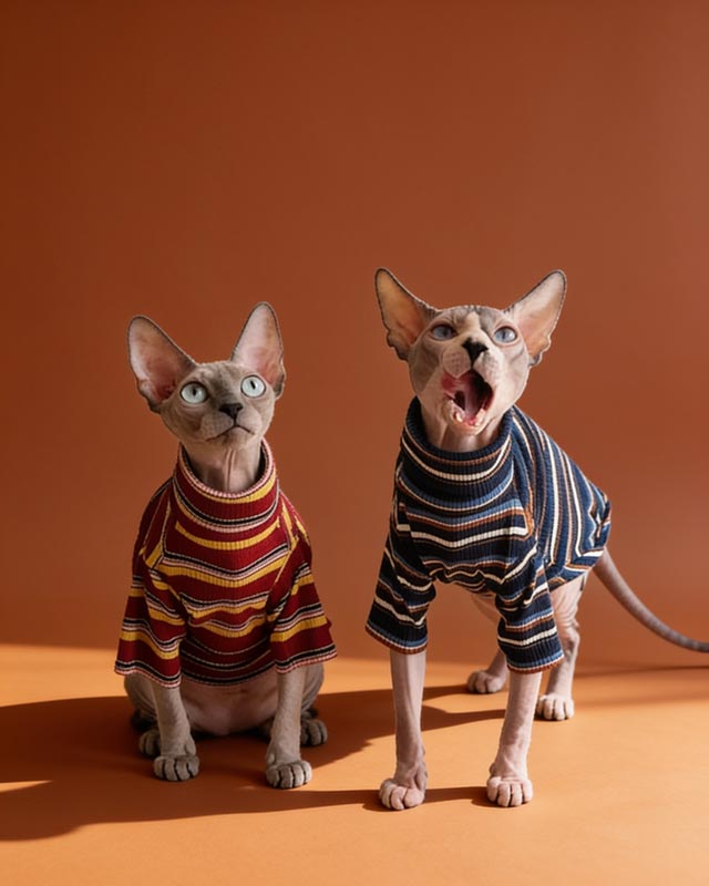 Classic Stripes Turtleneck Sphynx Cat Sweaters CityBear