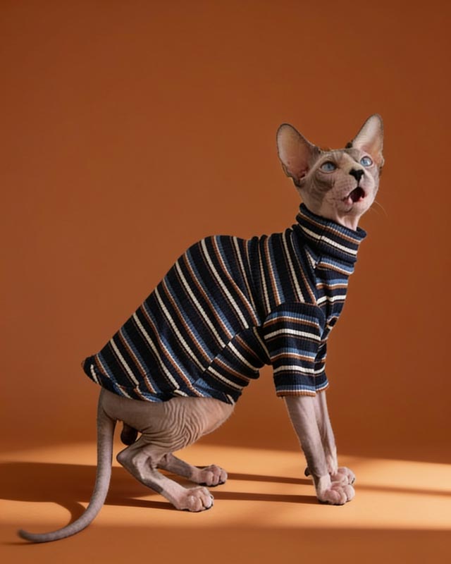 Classic Stripes Turtleneck Sphynx Cat Sweaters CityBear