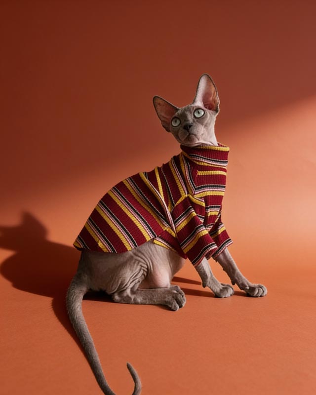 Classic Stripes Turtleneck Sphynx Cat Sweaters CityBear