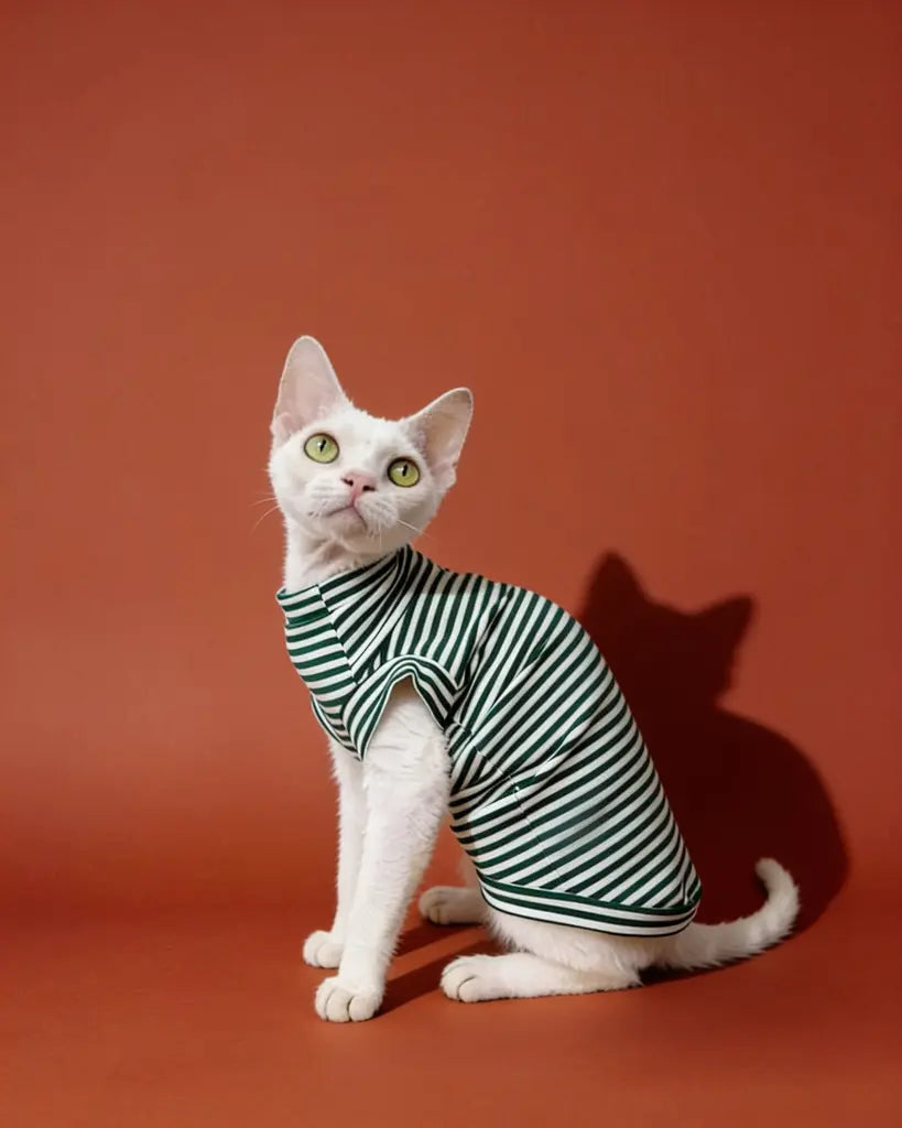 Classic Stripe Sleeveless Sphynx Cat Tee Shirt CityBear