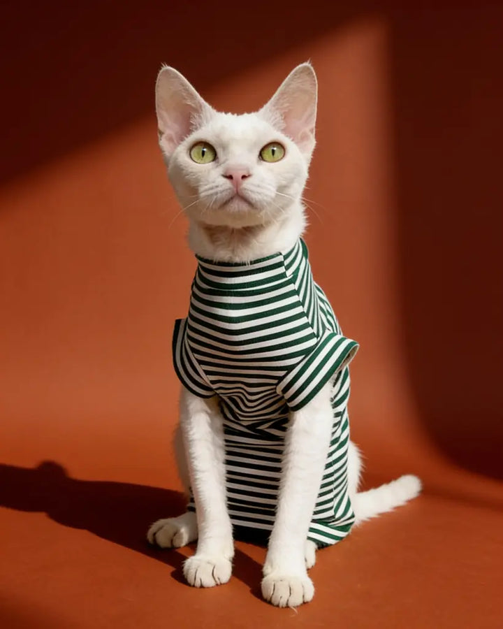 Classic Stripe Sleeveless Sphynx Cat Tee Shirt CityBear