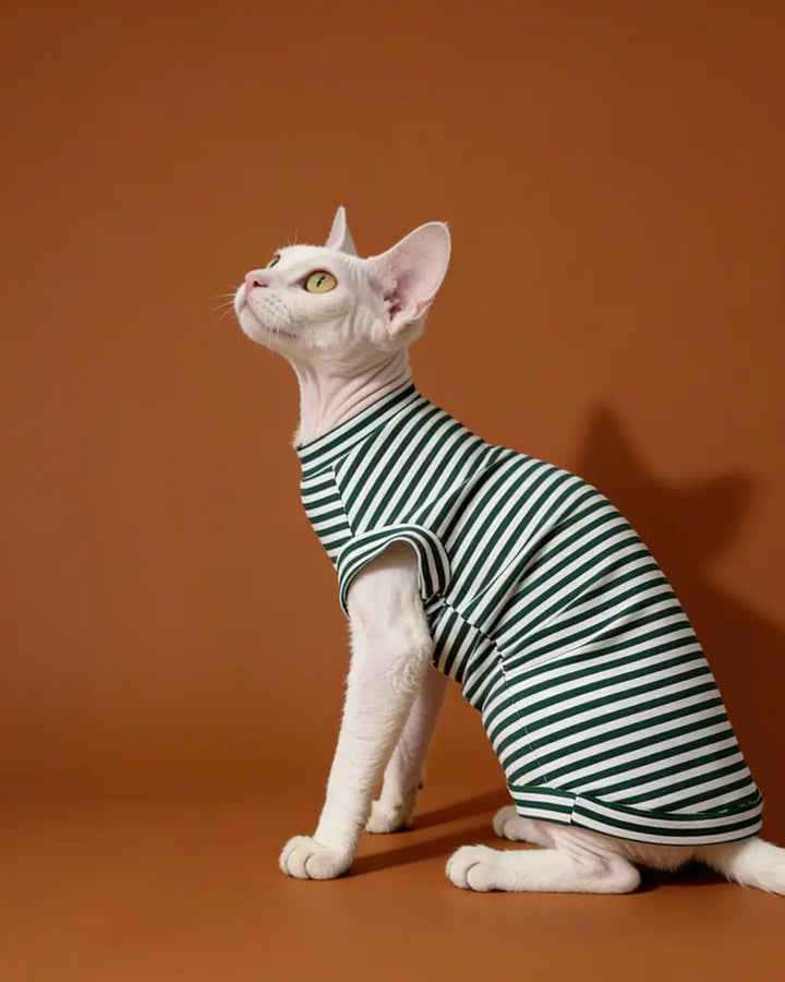 Classic Stripe Sleeveless Sphynx Cat Tee Shirt CityBear