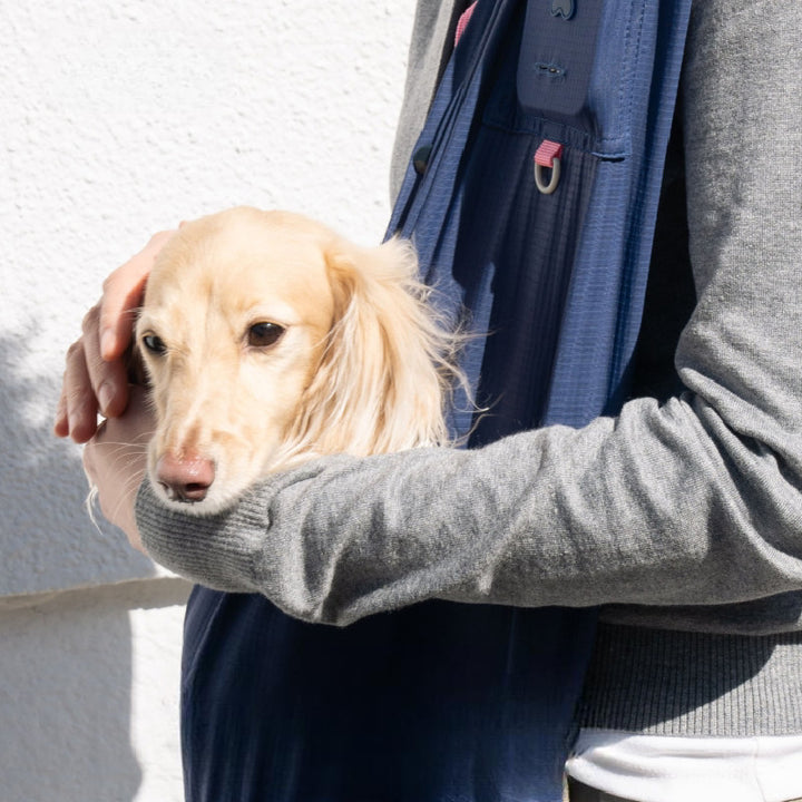 Cooling Ice Silk Crossbody Pet Sling Bag in Navy