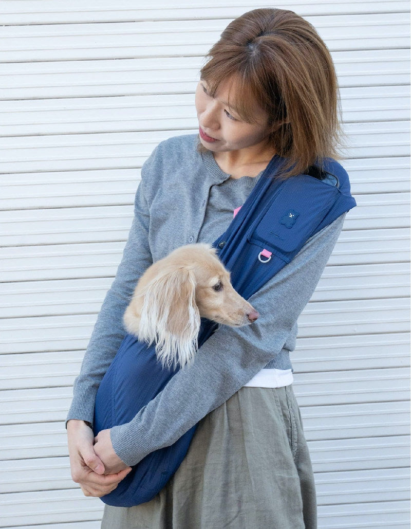 Cooling Ice Silk Crossbody Pet Sling Bag in Navy