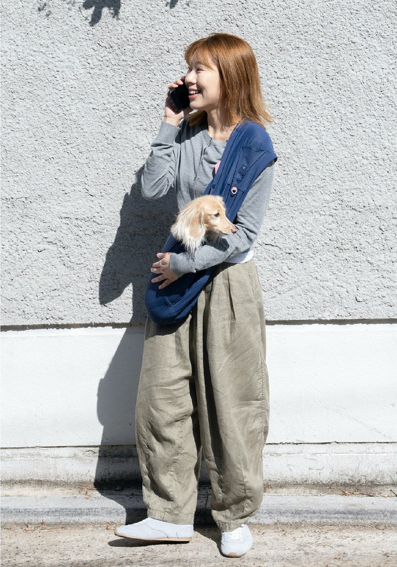 Cooling Ice Silk Crossbody Pet Sling Bag in Navy