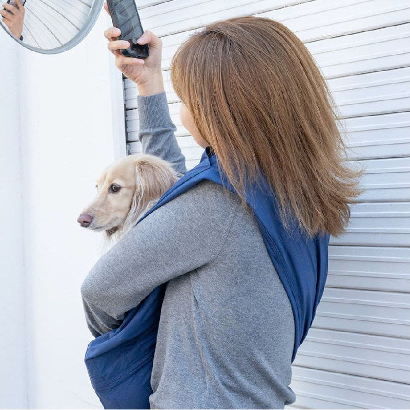 Cooling Ice Silk Crossbody Pet Sling Bag in Navy