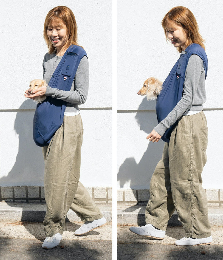 Cooling Ice Silk Crossbody Pet Sling Bag in Navy