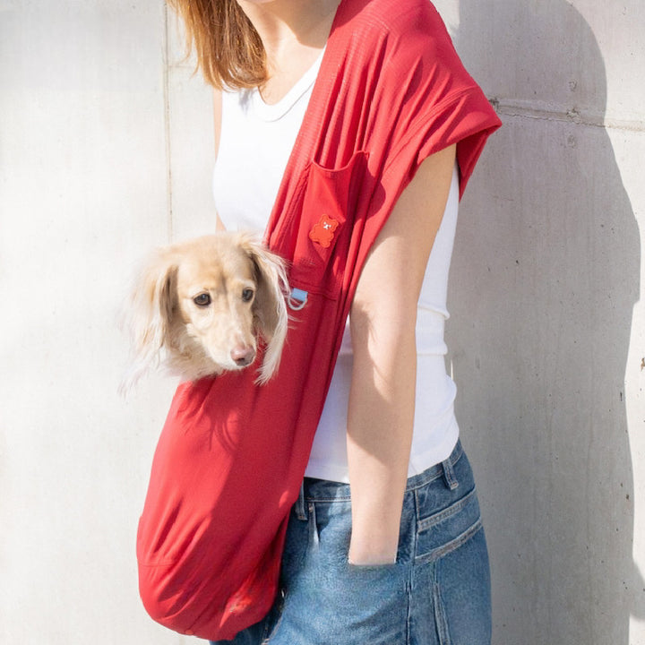 Cooling Ice Silk Crossbody Pet Sling Bag in Red