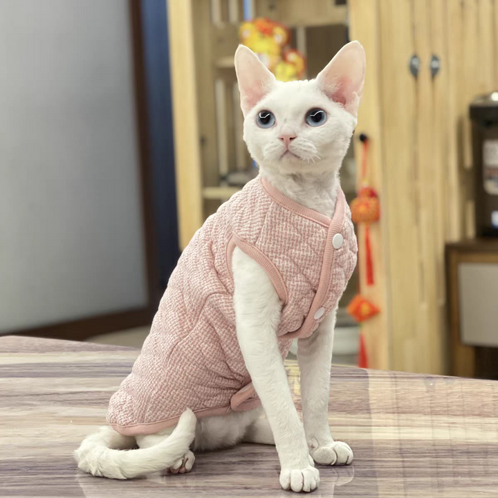 Diamond Quilted Vest Sphynx Cat Jacket