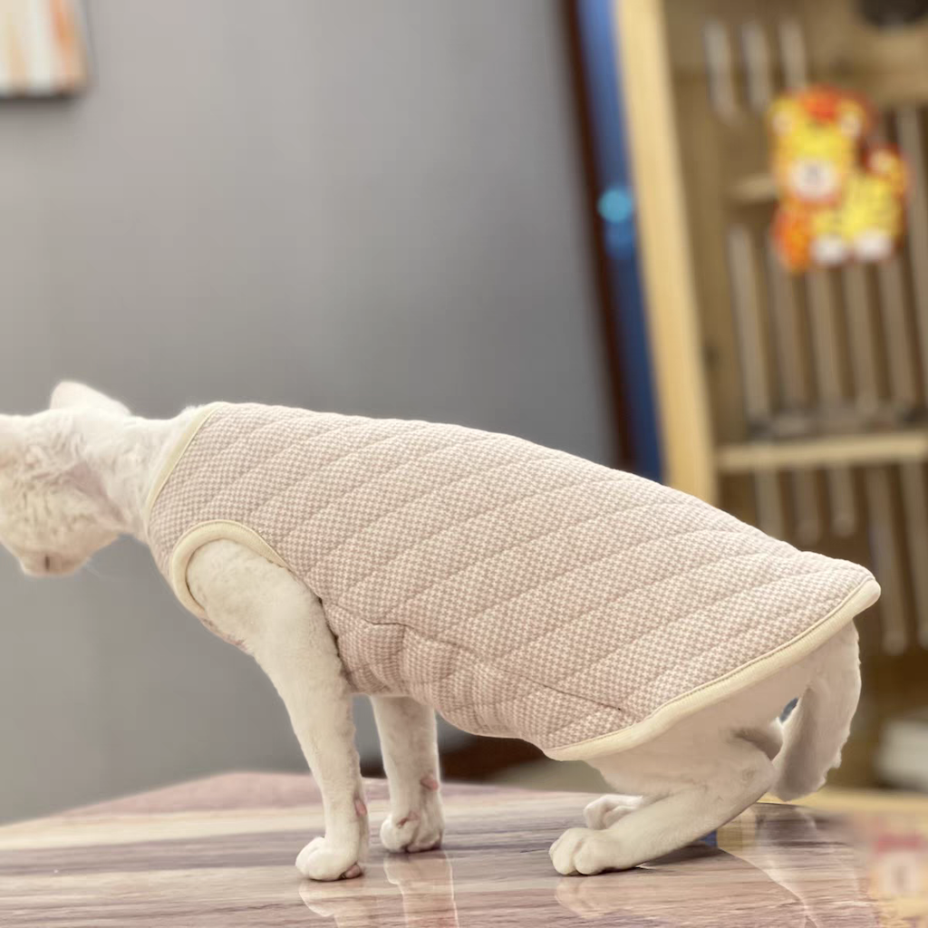 Diamond Quilted Vest Sphynx Cat Jacket